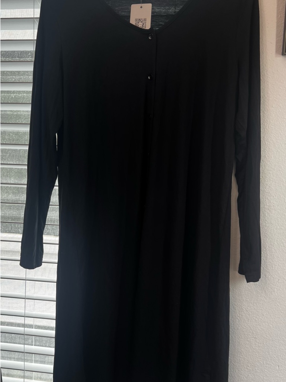 Women’s Long Sleeve Black Dress - Classic V-Neck